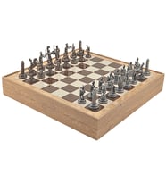GiftHome Orta Boy Metal YUNAN MİTOLOJİSİ Satranç Tk. Antik ve Rustik Desenli Sandıklı MDF Tahtası(36X36 cm.)