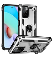 Xiaomi Redmi 10 2022 Kılıf Yüzüklü Standlı Korumalı Tank Kapak (Gri)