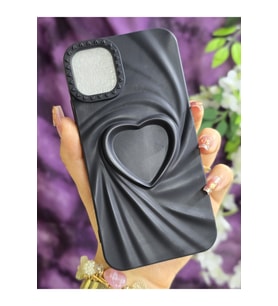 Iphone 11 Uyumlu 3D Kalpli Siyah Silikon Kılıf