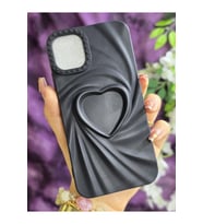 Iphone 11 Uyumlu 3D Kalpli Siyah Silikon Kılıf