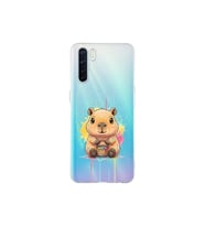 Oppo A91 ile Uyumlu Splash Kapibara Tasarımlı Şeffaf Silikon Kılıf