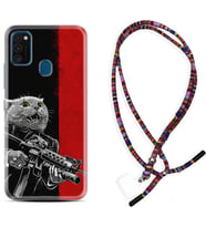 Samsung M21 M22 M23 M30 M31S M32 Kılıf Boyun Asklı Rasta Silikon Çılgın Kedi 1674