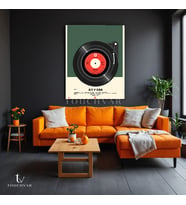 Dikey Kanvas Tablo Pikap Plak Müzik Tablosu Ev Ofis Duvar Dekoru