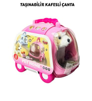 Sesli Hareketli Köpek ve Araba Çanta Köpek Evi Pembe
