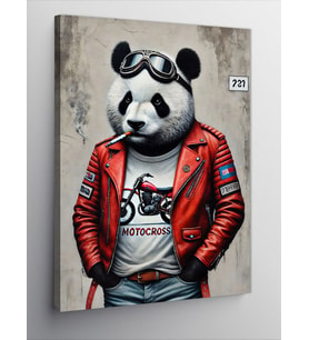 Kanvas Tablo Motorcu Panda