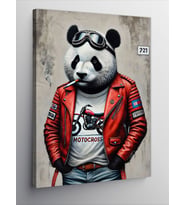 Kanvas Tablo Motorcu Panda