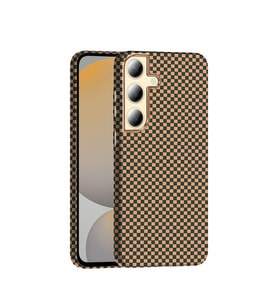 Galaxy S24 Kılıf M-safe Şarj Özellikli Karbon Fiber Görünümlü Gros Kılıf Desert Titanyum