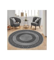 Eliana Home Baskılı, Yıkanabilir Kaymaz Taban Yuvarlak Halı LNA7327-HY962 120x120 cm (Gri)