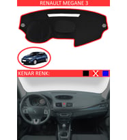 Renault Megane 3 İçin Uygun Torpido Koruma Halısı Siyah Kenar Renk Kırmızı