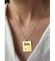 Tasarım Minimal Manzara Kolye 925K Gümüş (Gold)