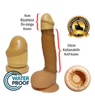 Uzatmalı dolgulu kılıf, ön dolgusu 4cm lateks uzatmalı prezervatif kayganlaştırıcı hediyeli