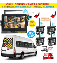 OKUL SERVİS KAMERA SİSTEMİ (7 Inç Kayıt Yapabilen Ekran + 4 adet Kablosuz Kamera Hepsi Bir Arada)