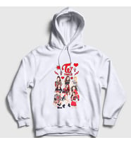 Presmono Unisex Beyaz Hearts K-Pop Twice Kapüşonlu Sweatshirt 280337tt