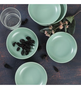 Keramika Mat Açık Yeşil Halka Çerezlik/Sosluk 13 Cm 6 Adet