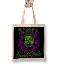 Zombie Purple Grunge Splatter Happy Halloween Bez Çanta Uzun Saplı