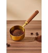 Ahşap Saplı Metal Ölçü Kaşığı 80 ml – Kahve, Baharat ve Mutfak Ölçüm Kaşığı