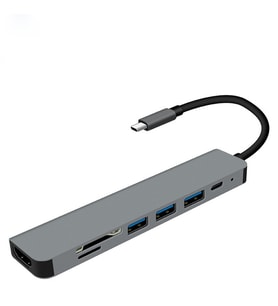 Ally 7in1 USB 3.1 HDMI 4K 30HZ 2K 1080P Type-C HUB Adaptör Dönüştürücü (Füme)