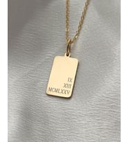 Kişiye Özel Romen Rakamlı Tarih Kolye 925K Gümüş (Gold)