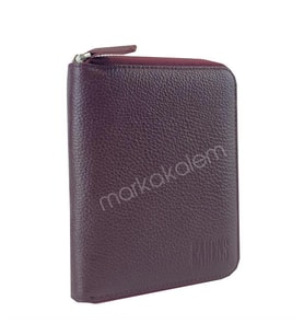 Carens Bordo Hakiki Deri 6lı Kalem Çantası K85