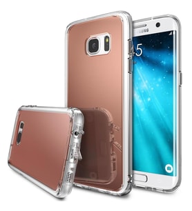 Ringke Mirror Fusion Galaxy S7 Edge ile Uyumlu Aynalı Kılıf Rose Gold
