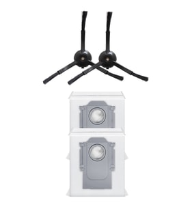 Roborock QRevo Pro Uyumlu 2 Adet Siyah Yan Fırça 2 Adet Toz Torbası