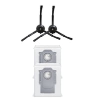 Roborock QRevo Pro Uyumlu 2 Adet Siyah Yan Fırça 2 Adet Toz Torbası