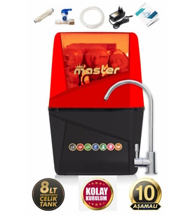 Master 10 Aşamalı Pompalı Master Membranlı Alkali Çelik Tanklı Su Arıtma Cihazı