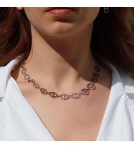 Trend Düğme Modeli Zirkon Taşlı Gümüş Kolye