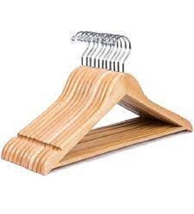 Ahşap Elbise Askı 6lı Set Doğal Renk