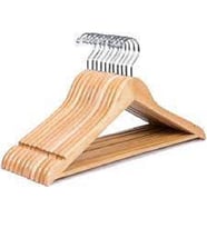 Ahşap Elbise Askı 6lı Set Doğal Renk