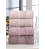 4 Lü El Yüz Havlu Seti %100 Pamuklu Gökkuşağı 50x85 Cm  Pudra (Çok Renkli)