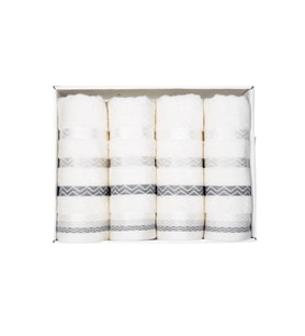 Vos Versa Bursa Varak Serisi 50x90cm %100 Pamuk 4lü Yüz Havlusu Beyaz VVHM0026