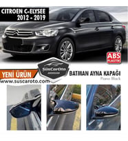 Citroen C Elysee 2012-2022 Batman Yarasa Ayna Kapağı Piano Black ABS Plastik