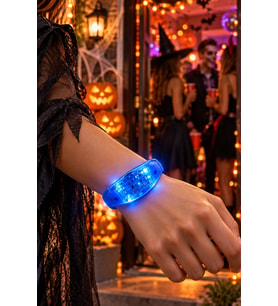Mavi Sensörlü LED Bileklik Müzik/Ses Ritmine Göre Yanıp Sönen Halloween Cadılar Bayramı Yılbaşı
