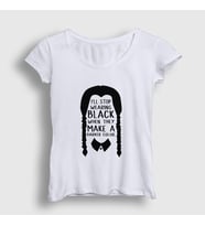 Presmono Kadın Beyaz Darker Wednesday Addams Family Addams Ailesi T-Shirt 365228tt (Beyaz)