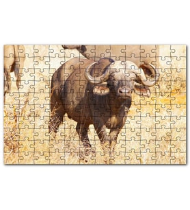 Cakapuzzle Afrika Bozkırında Bufalo ve Kuru Otlar Puzzle Yapboz MDF (Ahşap) (120 Parça)