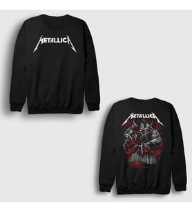 Presmono Unisex Siyah Demon Muzik Metallica Sırt Baskılı Sweatshirt 516393tt