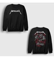 Presmono Unisex Siyah Demon Muzik Metallica Sırt Baskılı Sweatshirt 516393tt