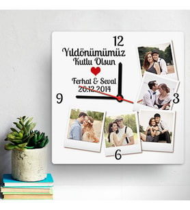 Yıldönümü Hediyesi Yıldönümümüz Kutlu Olsun Kare Duvar Saati