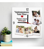 Yıldönümü Hediyesi Yıldönümümüz Kutlu Olsun Kare Duvar Saati