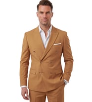 DeepSEA Erkek Camel Premium Collection İtalyan Kesim Likralı Kruvaze Takım Elbise 2600643