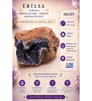 Sertifikalı Kristal Kuvars Ametist Akik Bantlı Jeot Doğal Taş Koleksiyonluk Dekoratif 6.5x5 cm
