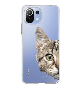 Xiaomi Mi 11 Lite Uyumlu Kapak Catface Tasarımlı Şeffaf Silikon Kılıf