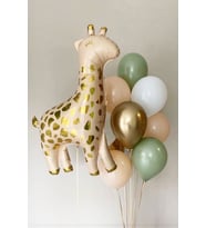 Zürafa Folyo Balonlu Pastel Gold Balon Demeti
