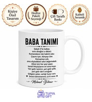Baba Tanımı Yazılı Komik Kupa Bardak Babalar Günü Hediyesi Özel Tasarım