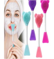 Lexroo 3 In 1 Ayıcık Silikon Maske Sürme Peeling Ve Temizleme Firçası Silikon Maske Spatulası