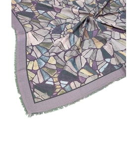 Ebruli Kışlık Desenli Eşarp 95x95 cm (Lila)