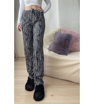 Kadın Kadife Pijama Altı Eşofman Pamuklu (Siyah Beyaz)