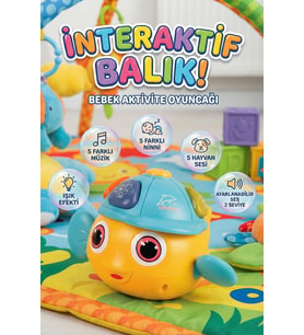 Eğitici Müzikli Işıklı İnteraktif Balık Bebek Aktivite Oyuncağı Ninnili Sesli Oyuncak