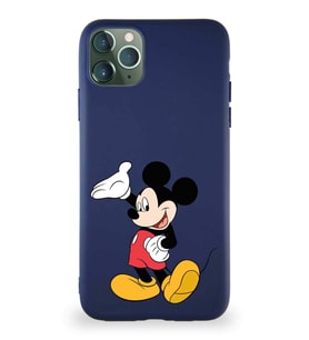 Apple iPhone 11 Pro Max Soft Premier Kapak Mickey Mouse-C Tasarımlı Silikon Kılıf - Lacivert (Şeffaf)